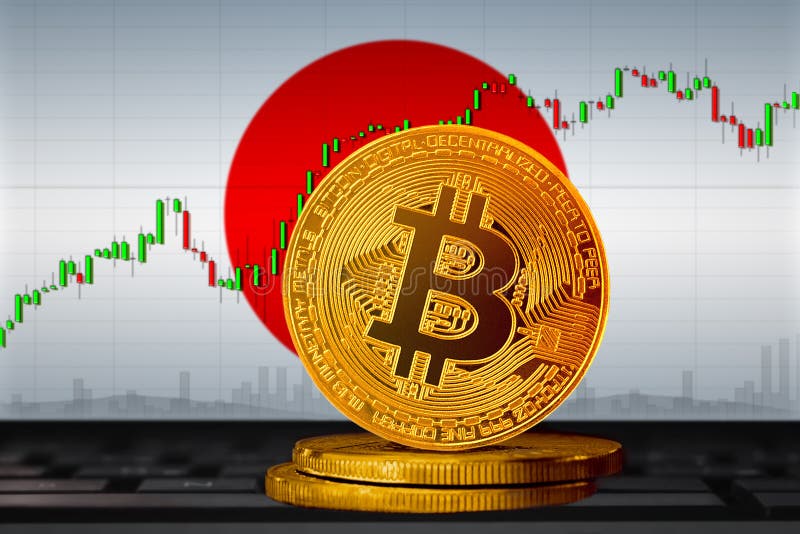 Bitcoin Japan; Bitcoin BTC Coin on the Background of the Flag of Japan ...